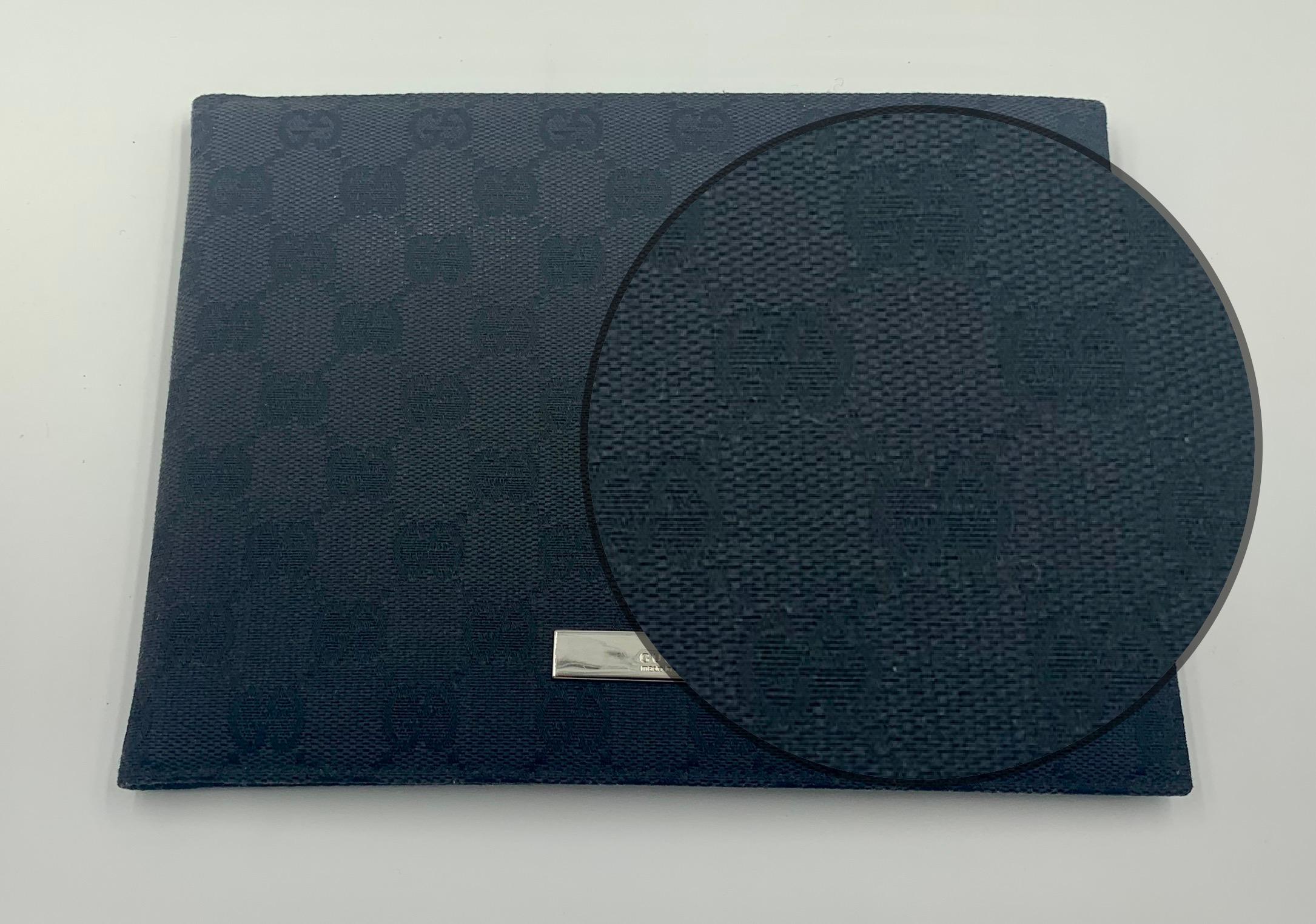 Italian Gucci Black GG Supreme Leather, Canvas Monogram Bi-Fold Picture Frame For Sale
