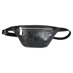 Gucci Black GG Tennis Embossed Calfskin Belt Bag
