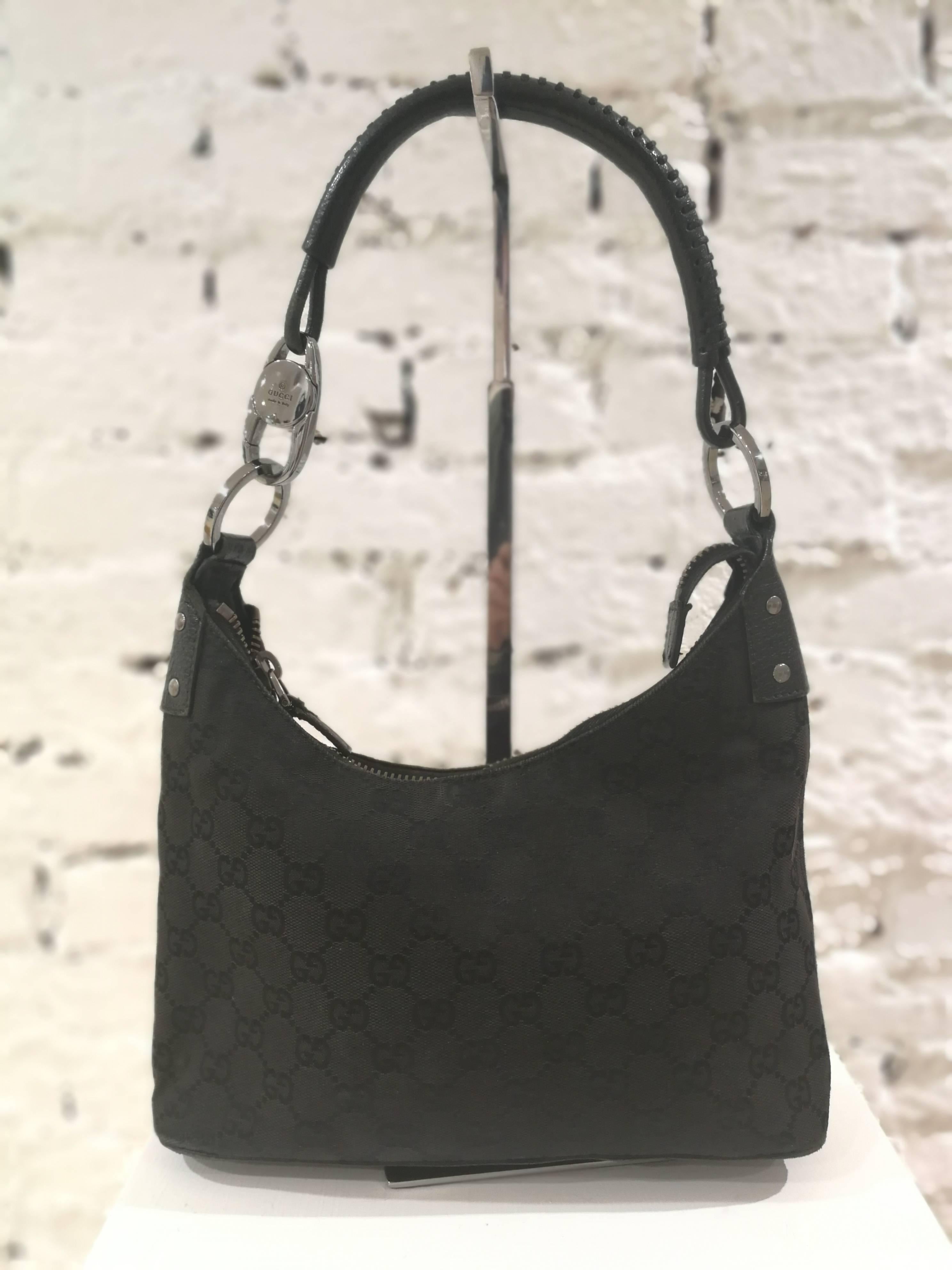 Gucci Black GG Textile and leather Shoulder  Bag 1