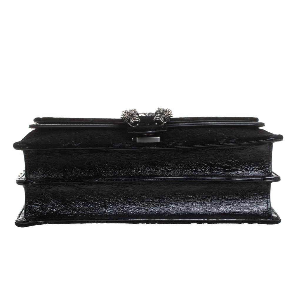 Gucci Black GG Velvet and Patent Leather Small Dionysus Shoulder Bag 1