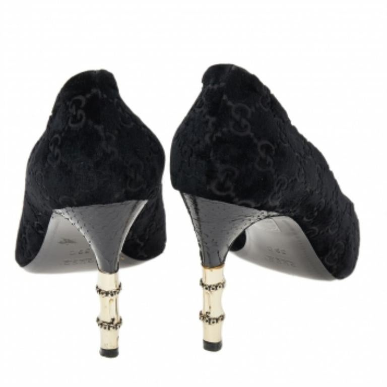 Gucci Pumps in velluto nero GG Bamboo Taglia 39 In condizioni buone a Dubai, Al Qouz 2