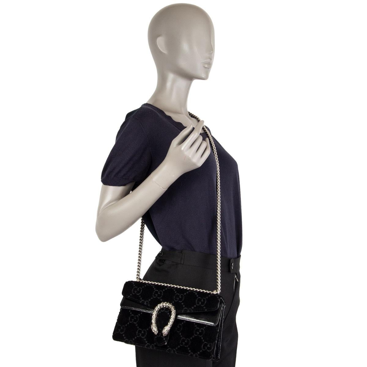 Women's GUCCI black GG VELVET DIONYSUS SMALL Shoulder Bag