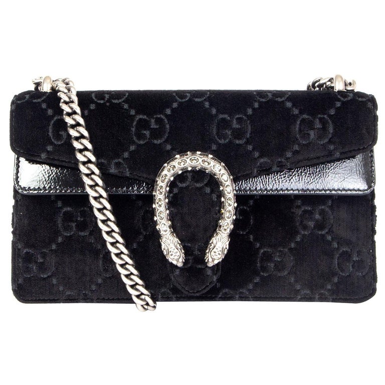 Gucci Dionysus Small Shoulder Bag Black GG Velvet