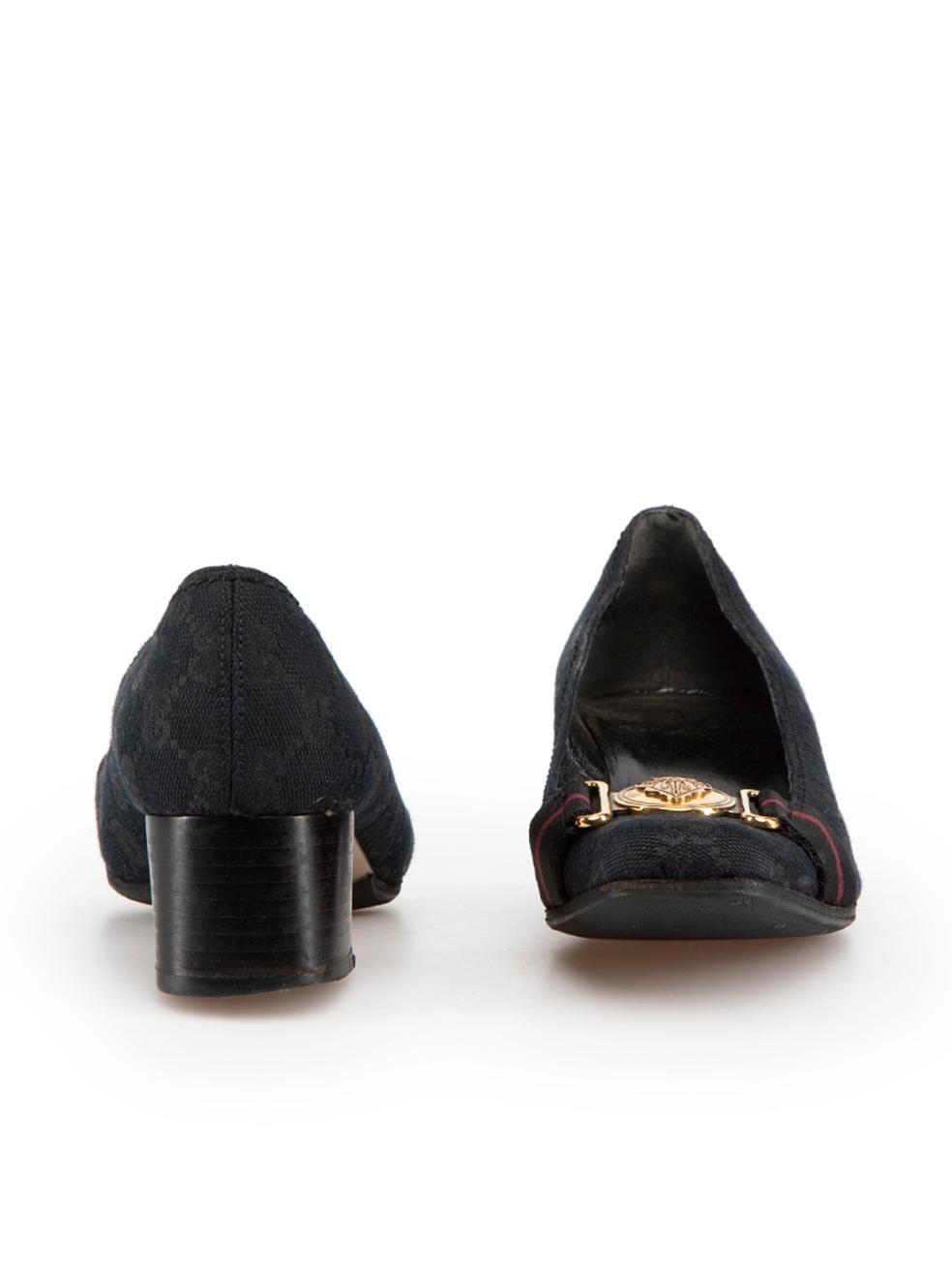 Gucci Black GG Web Buckle Pumps Size IT 36 In Good Condition For Sale In London, GB