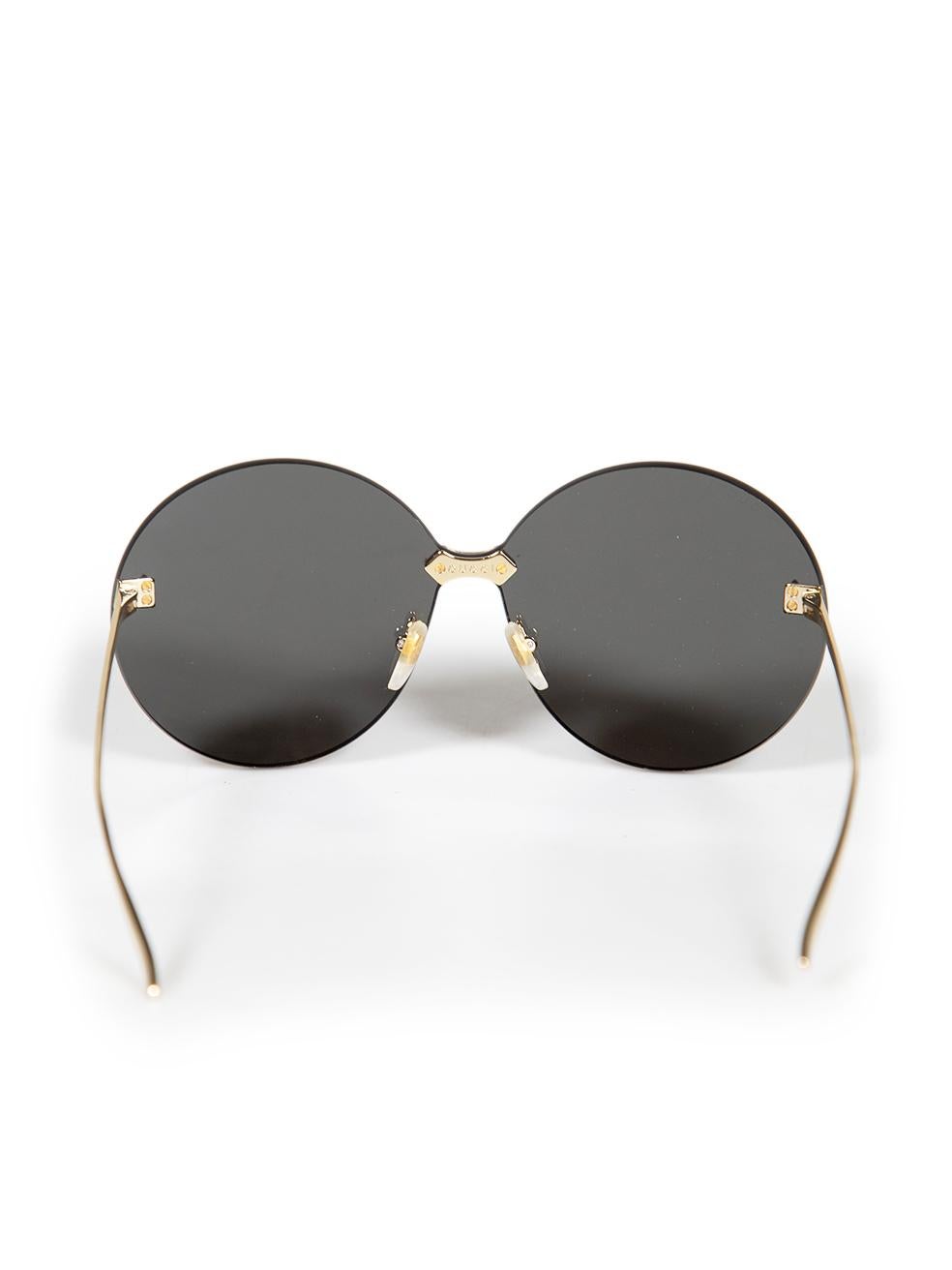 Gucci Black GG0353S Round Frame Rimless Sunglasses In Excellent Condition In London, GB