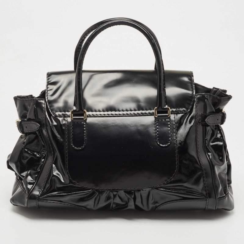 Gucci Black Glossy Leather and Coated Fabric Large Dialux Queen Tote 5
