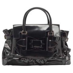 Gucci Black Glossy Leather and Coated Fabric Large Dialux Queen Tote