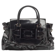 Gucci Tote grande Dialux Queen in pelle nera lucida e tessuto rivestito