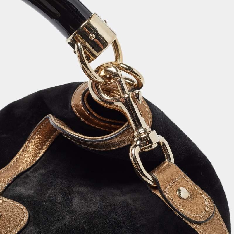 Gucci Black/Gold Hysteria Embossed Suede Large Indy Hobo 2