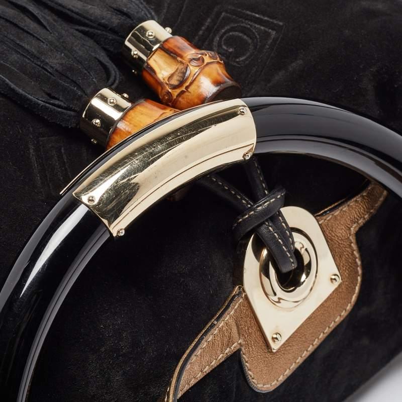 Gucci Black/Gold Hysteria Embossed Suede Large Indy Hobo 3