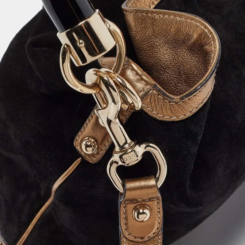 Gucci Black/Gold Hysteria Embossed Suede Large Indy Hobo 4