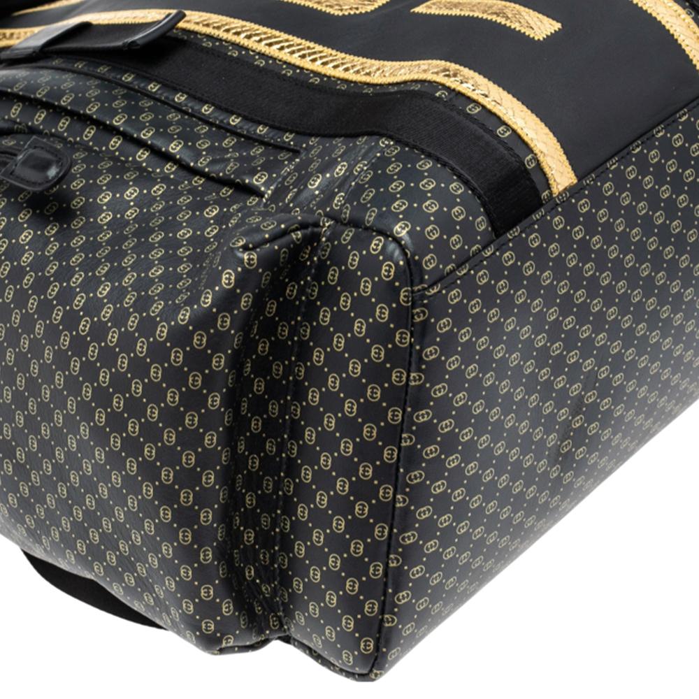 Gucci Black/Gold Interlocking GG Leather And Mesh Dapper Dan Backpack 6