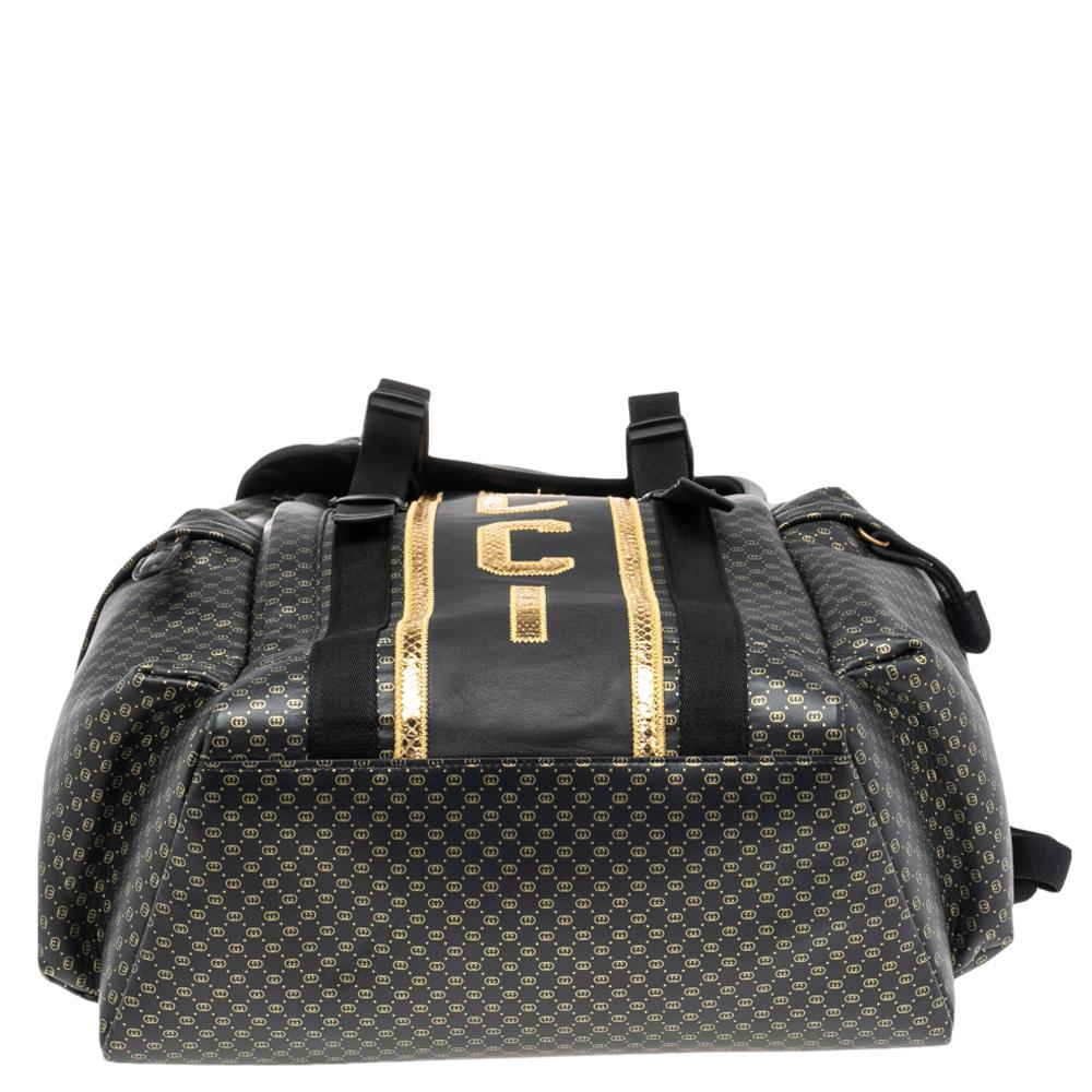 Gucci Black/Gold Interlocking GG Leather And Mesh Dapper Dan Backpack 1