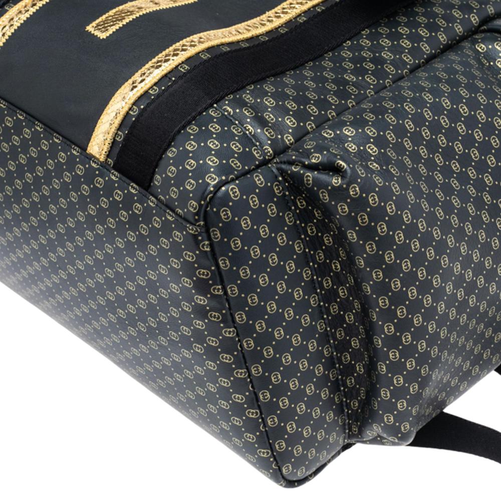 Gucci Black/Gold Interlocking GG Leather And Mesh Dapper Dan Backpack 2