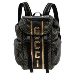 Gucci Black/Gold Interlocking GG Leather And Mesh Dapper Dan Backpack