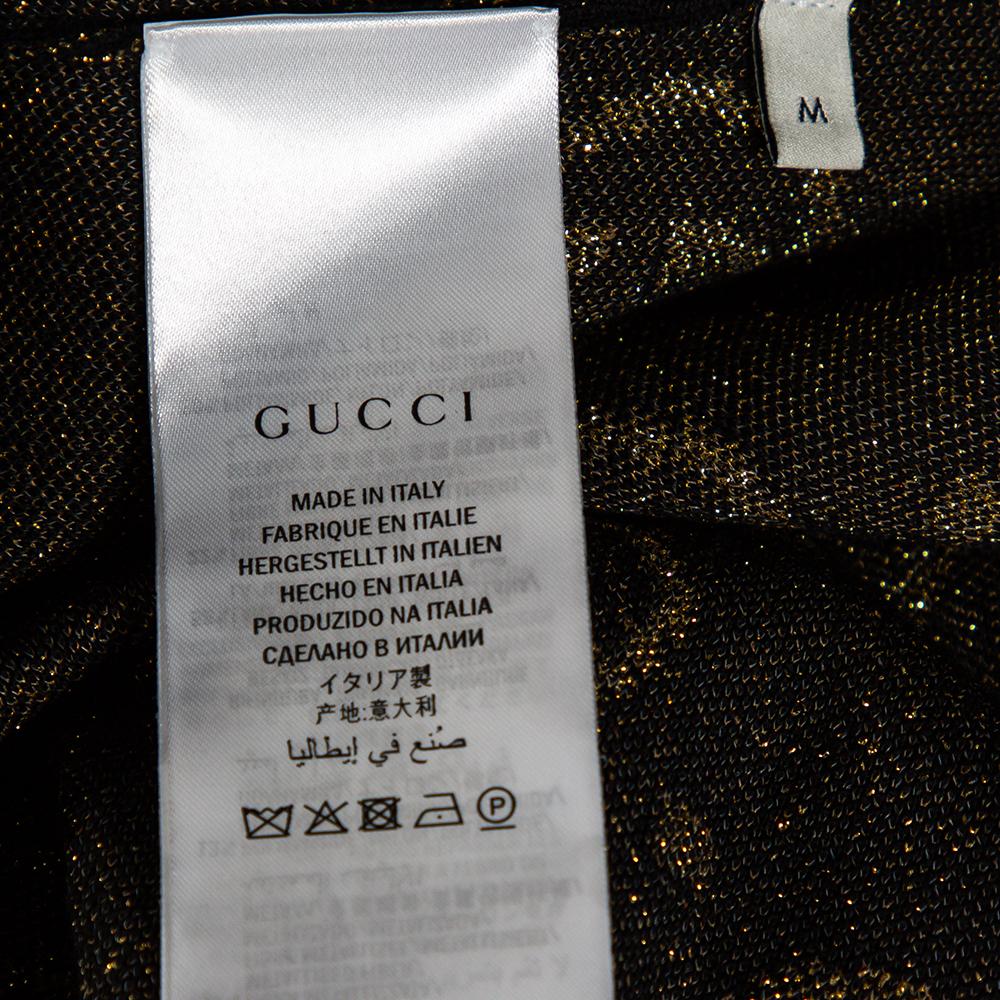 Gucci Black & Gold Lamé GG Supreme Cardigan M In Good Condition In Dubai, Al Qouz 2