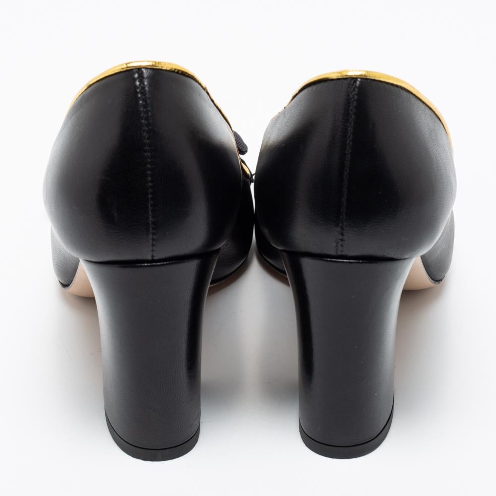 black and gold block heel