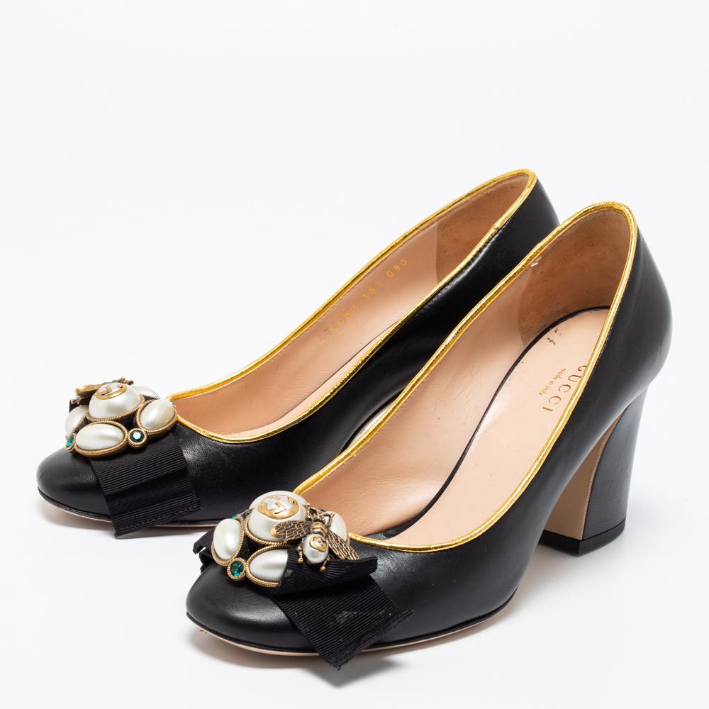 embellished pumps block heel