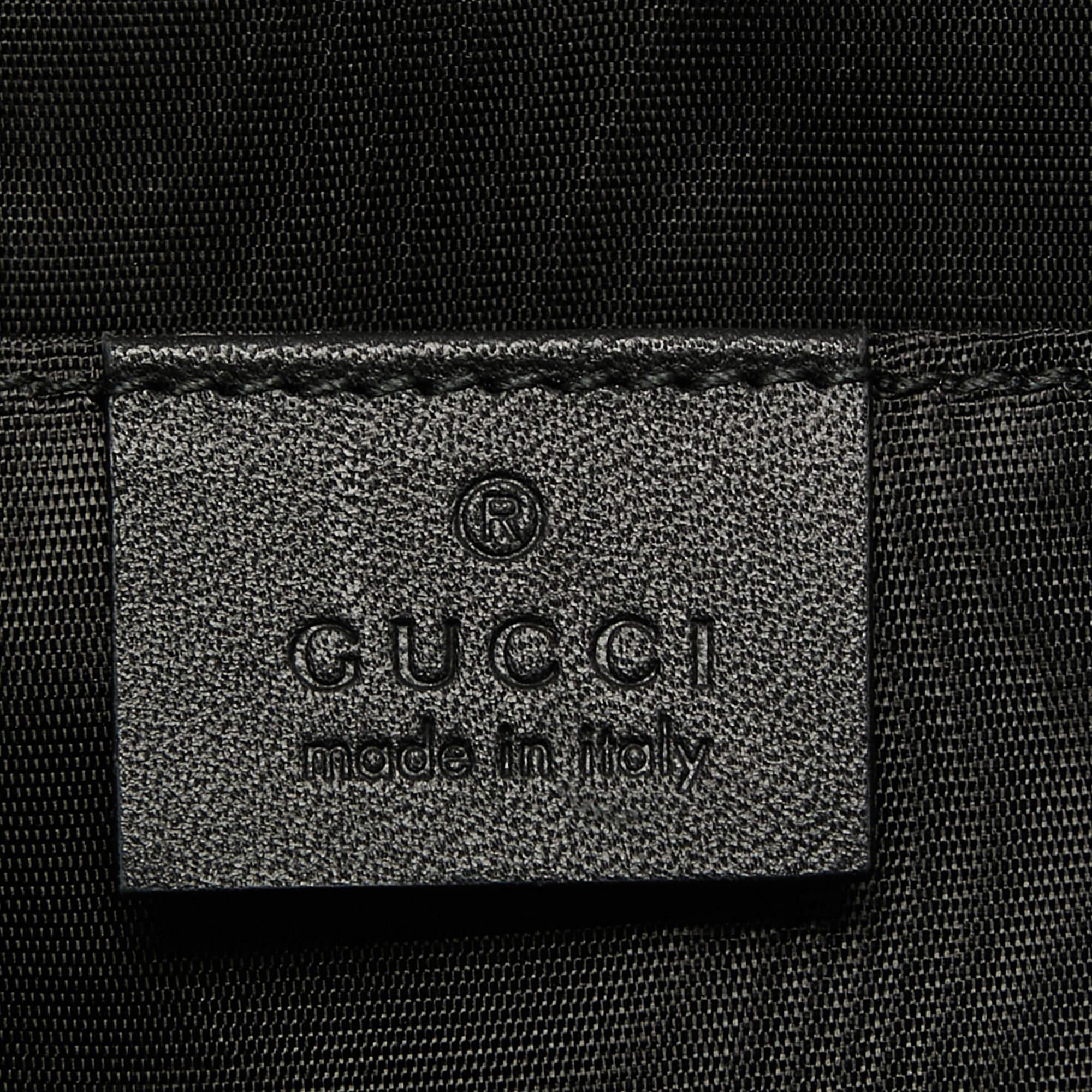 Gucci Black/Gold Leather Printed GUCCY Portfolio Clutch For Sale 5