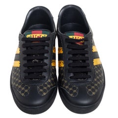 Gucci Black/Gold Leather Web Dapper Dan Sneakers Size 38