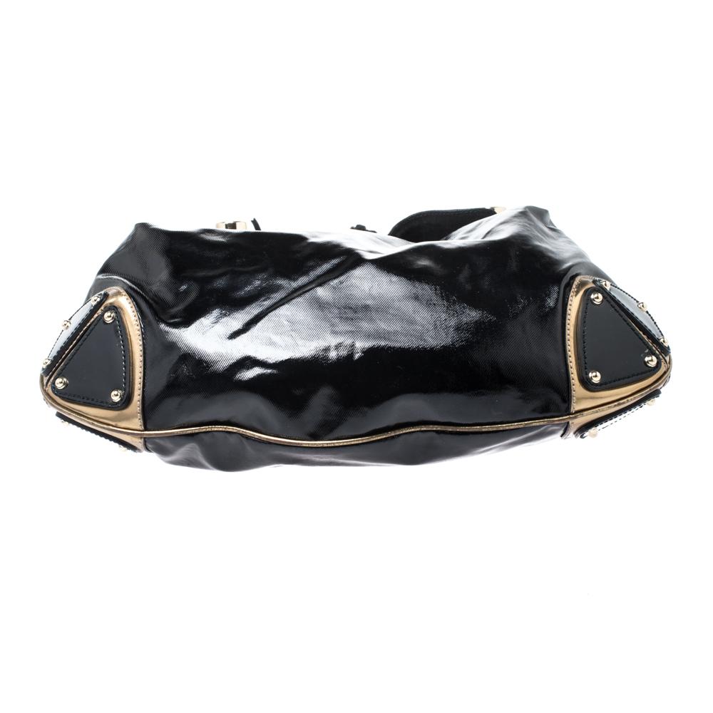 Gucci Black/Gold Patent Leather Medium Indy Hobo at 1stDibs | womens ...