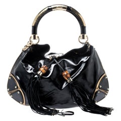 Gucci Black/Gold Patent Leather Medium Indy Hobo