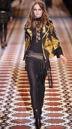 Gucci Black & Gold Pattern Velvet Detailed Jacket F/W Runway 2008