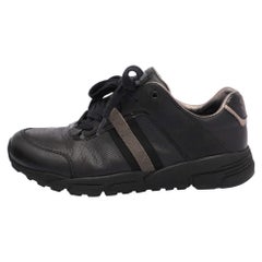 Gucci Nero/Oro Pelle Traforata e Fabrice Scarpe da Ginnastica Basse Vintage Taglia 37.5