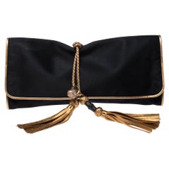 Gucci Black/Gold Satin Malika Evening Clutch