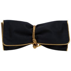 Gucci Black/Gold Satin Malika Evening Clutch