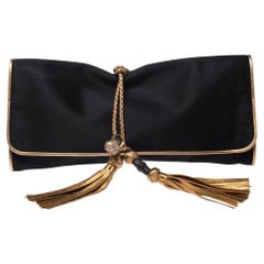 Gucci Black/Gold Satin Malika Evening Clutch