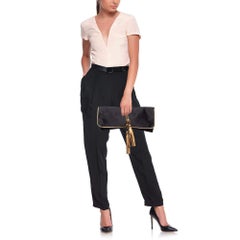 Gucci Black/Gold Satin Malika Tassel Clutch