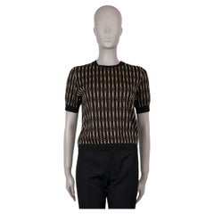 GUCCI black & gold viscose 2023 HORSEBIT LAME KNIT Top Shirt L