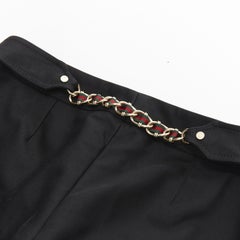 GUCCI black gold web chain trim back kick flared trousers pants IT38 XS