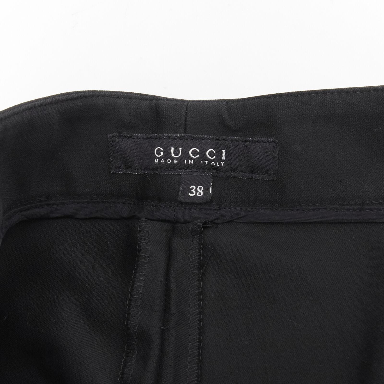 Women's GUCCI black gold web chain trim back kick flared trousers pants IT38 XS