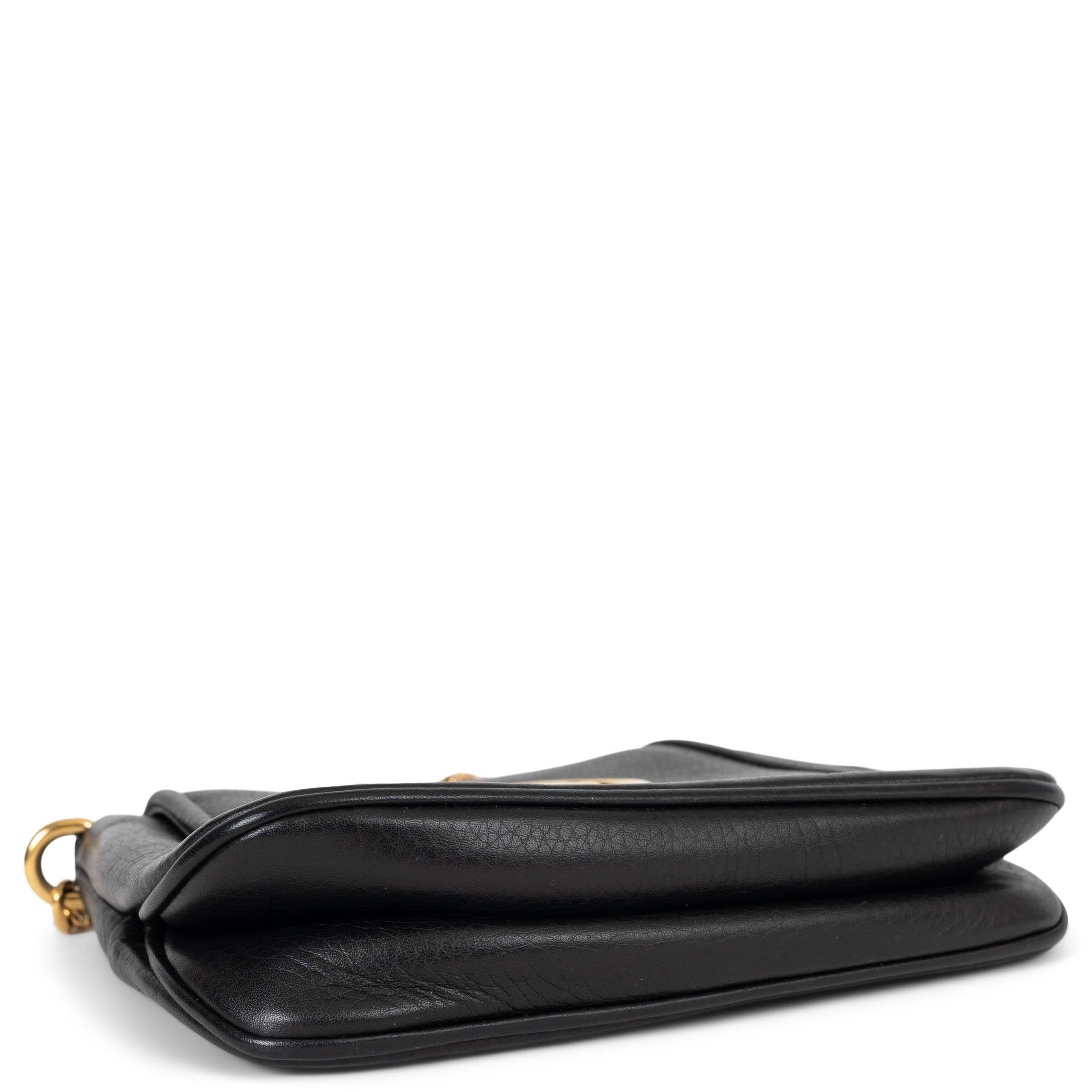 GUCCI black grained leather 1973 SMALL CROSSBODY Shoulder Bag In Excellent Condition In Zürich, CH