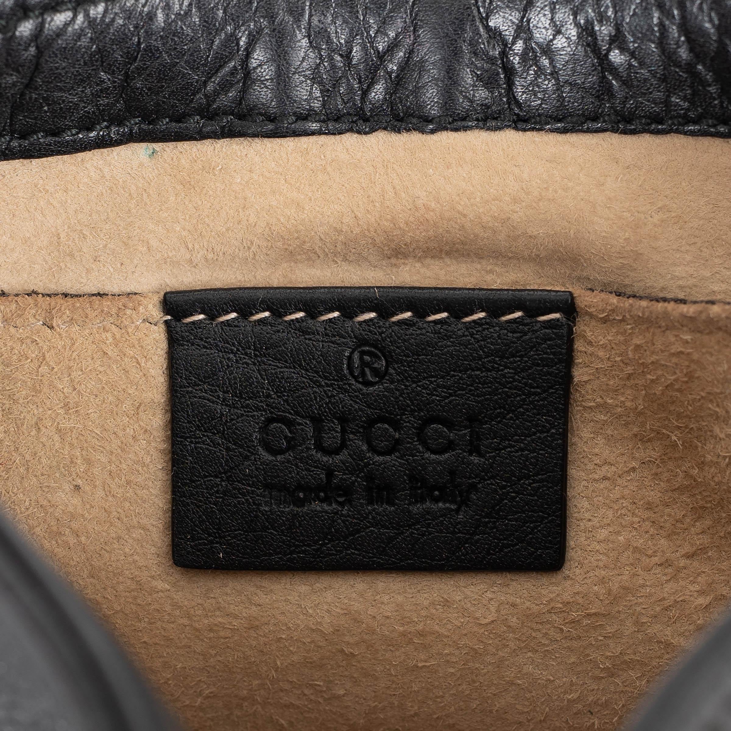 GUCCI black grained leather 1973 SMALL CROSSBODY Shoulder Bag 1