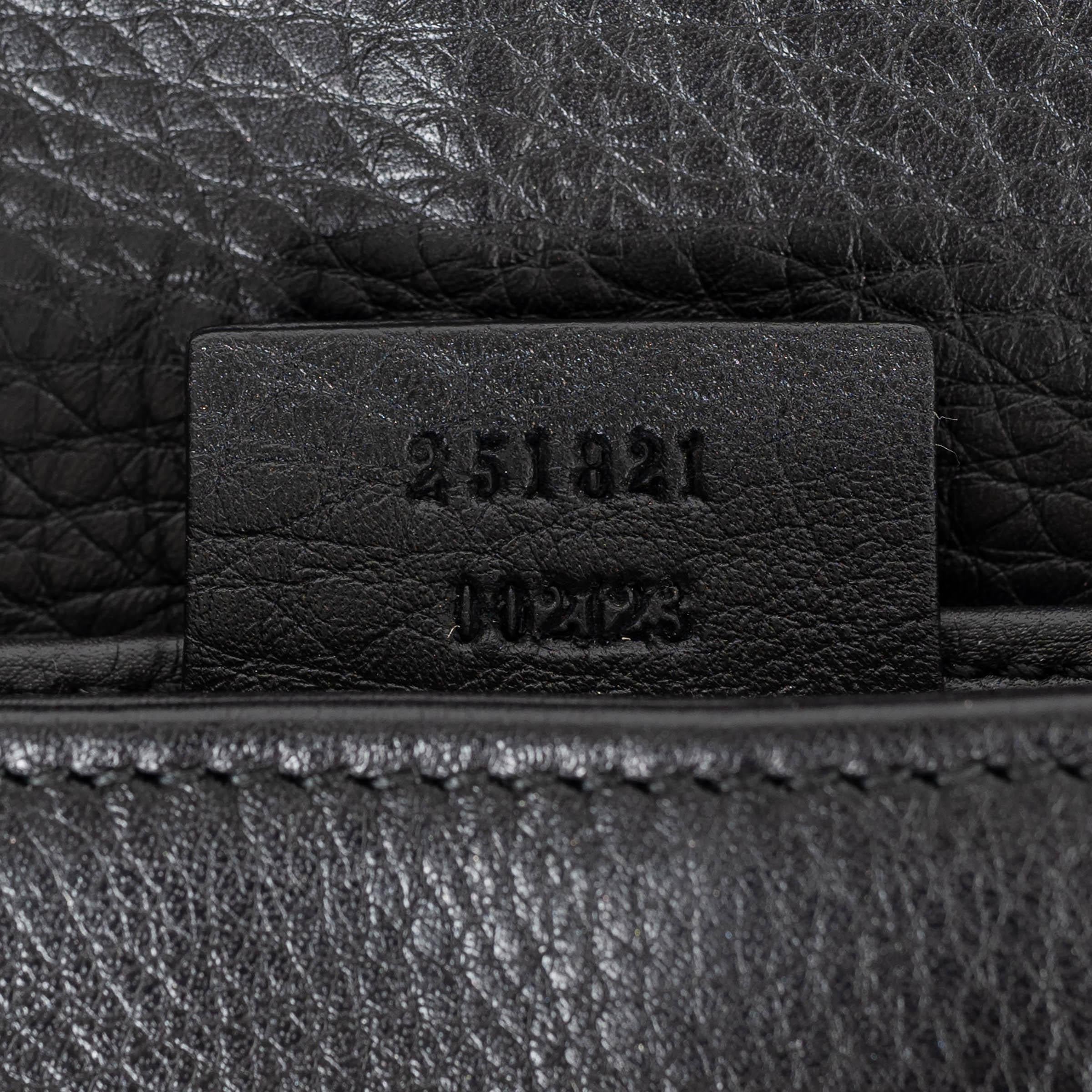 GUCCI black grained leather 1973 SMALL CROSSBODY Shoulder Bag 2