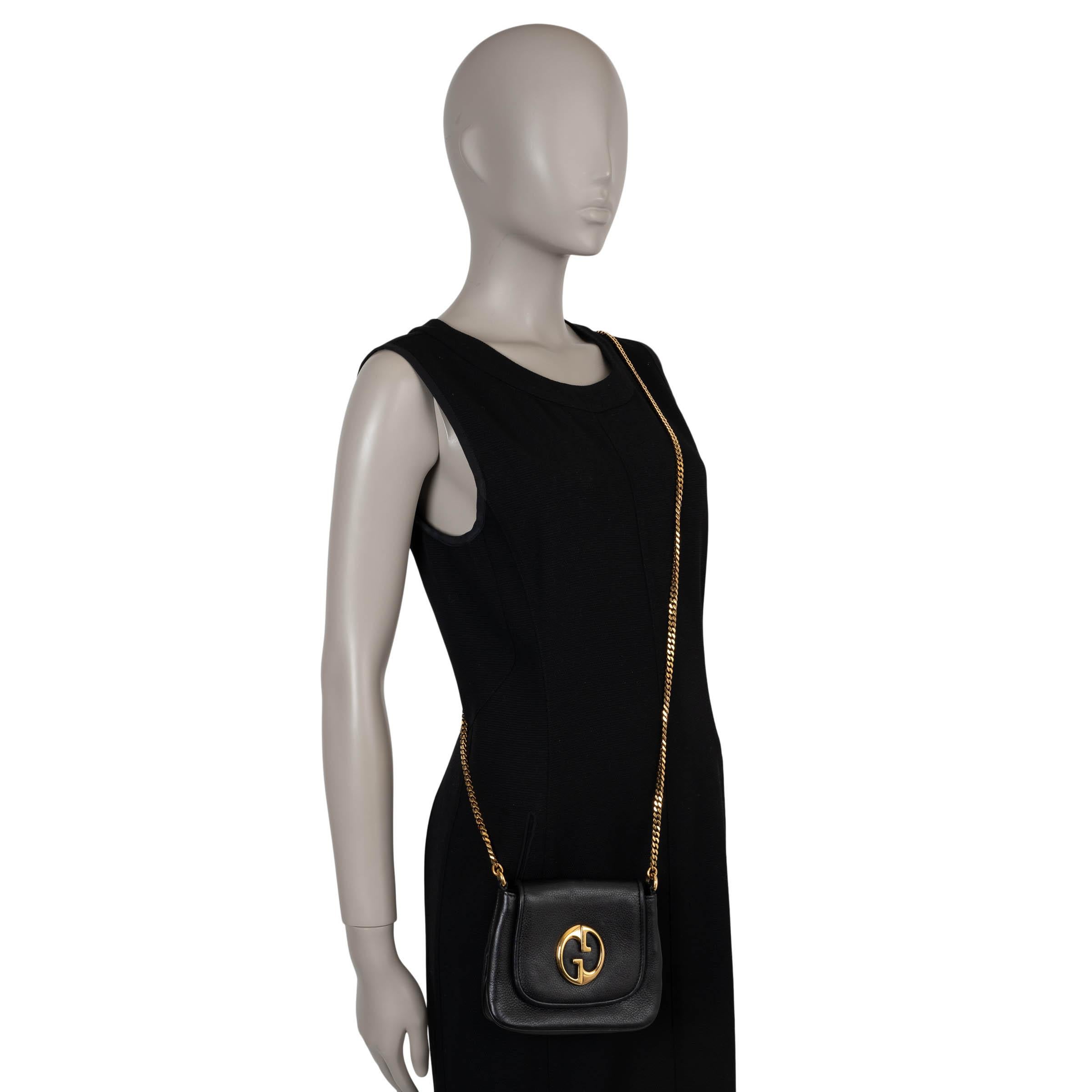 GUCCI black grained leather 1973 SMALL CROSSBODY Shoulder Bag 3