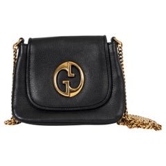 GUCCI black grained leather 1973 SMALL CROSSBODY Shoulder Bag
