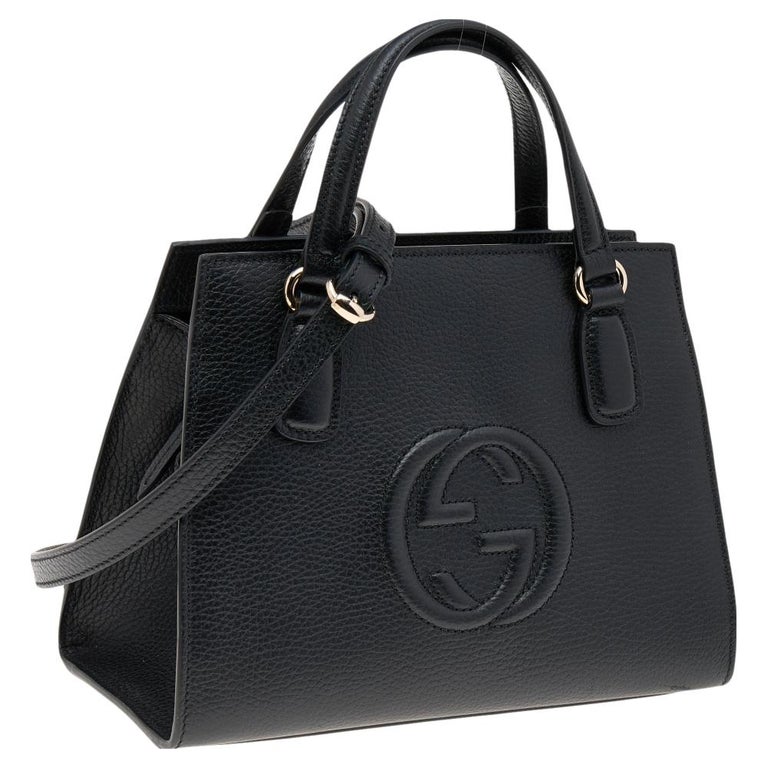 Schwarze Soho-Umhängetasche aus genarbtem Leder von Gucci bei 1stDibs