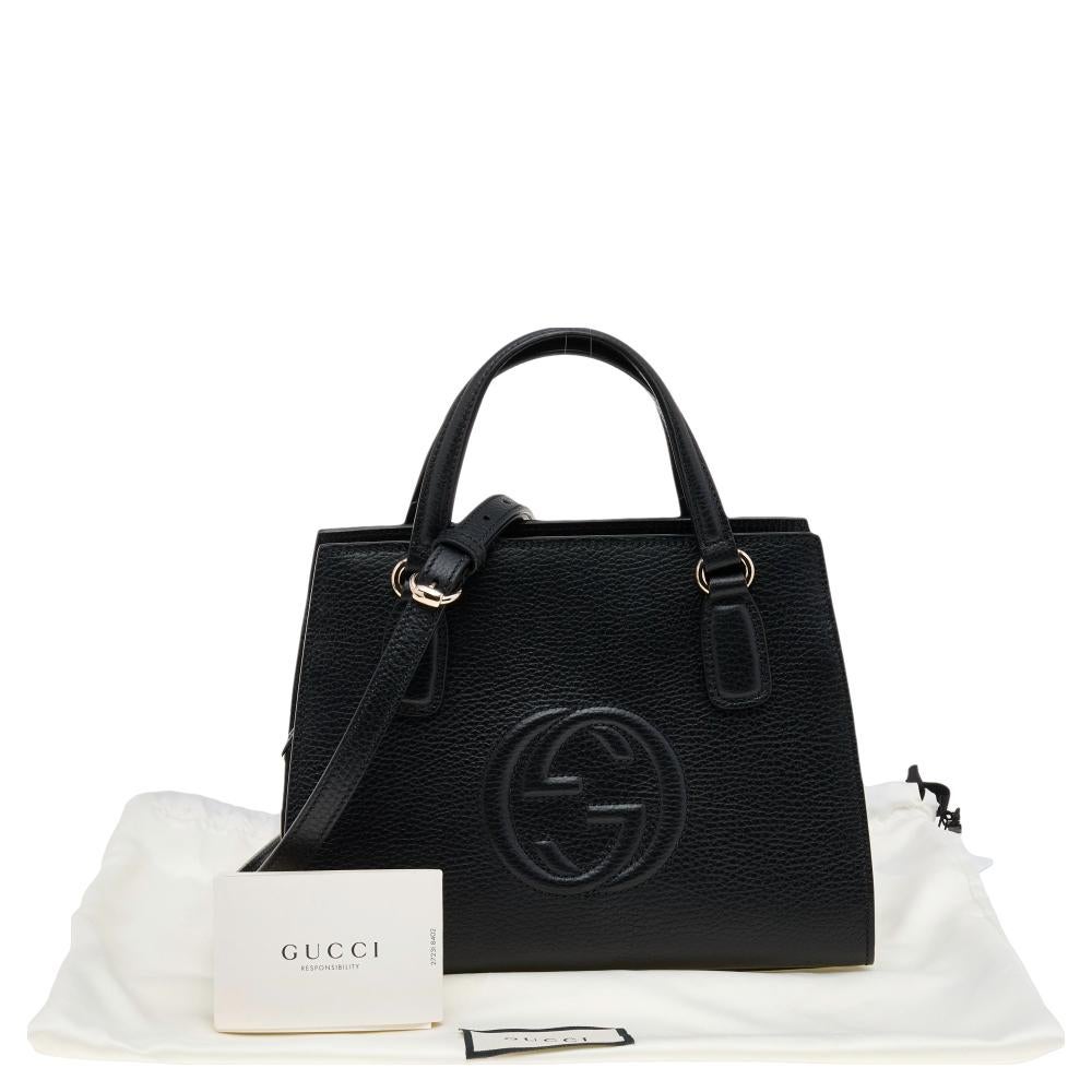 Gucci Black Grained Leather Soho Satchel 5