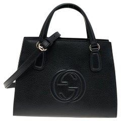 Gucci Black Grained Leather Soho Satchel