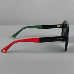 GUCCI Black Green Red Color Block Acetate Sunglasses