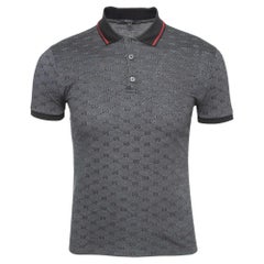 Gucci Schwarz/graues GG Baumwoll- Pique-Polo-T-Shirt aus Baumwolle XS