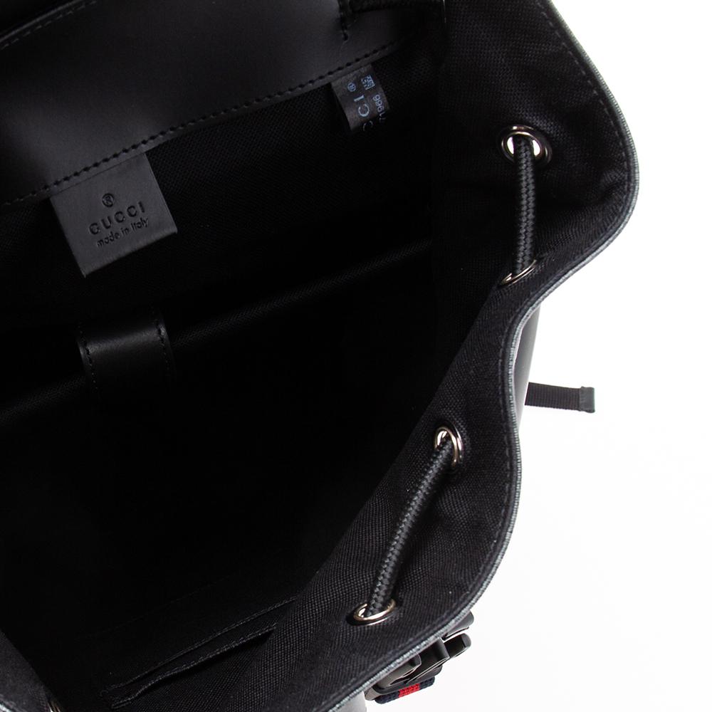 Gucci Black/Grey GG Supreme And Leather Tiger Backpack In New Condition In Dubai, Al Qouz 2