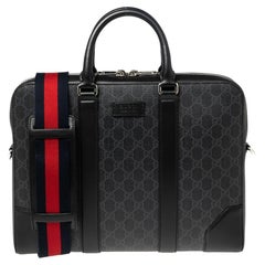 Gucci Black/Grey GG Supreme Canvas and Leather Briefcase