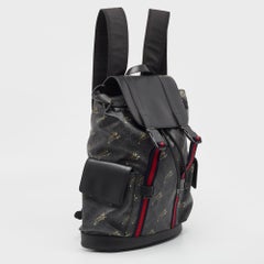 Gucci Schwarz/Grau GG Supreme Canvas Tiger Print Rucksack