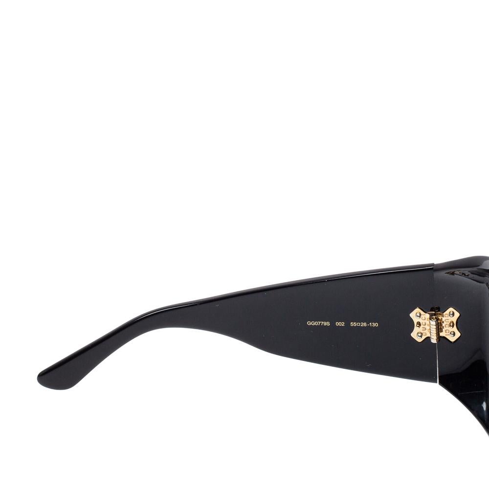 Women's Gucci Black/ Grey GG0779S Oversized Round Acetate Sunglasses