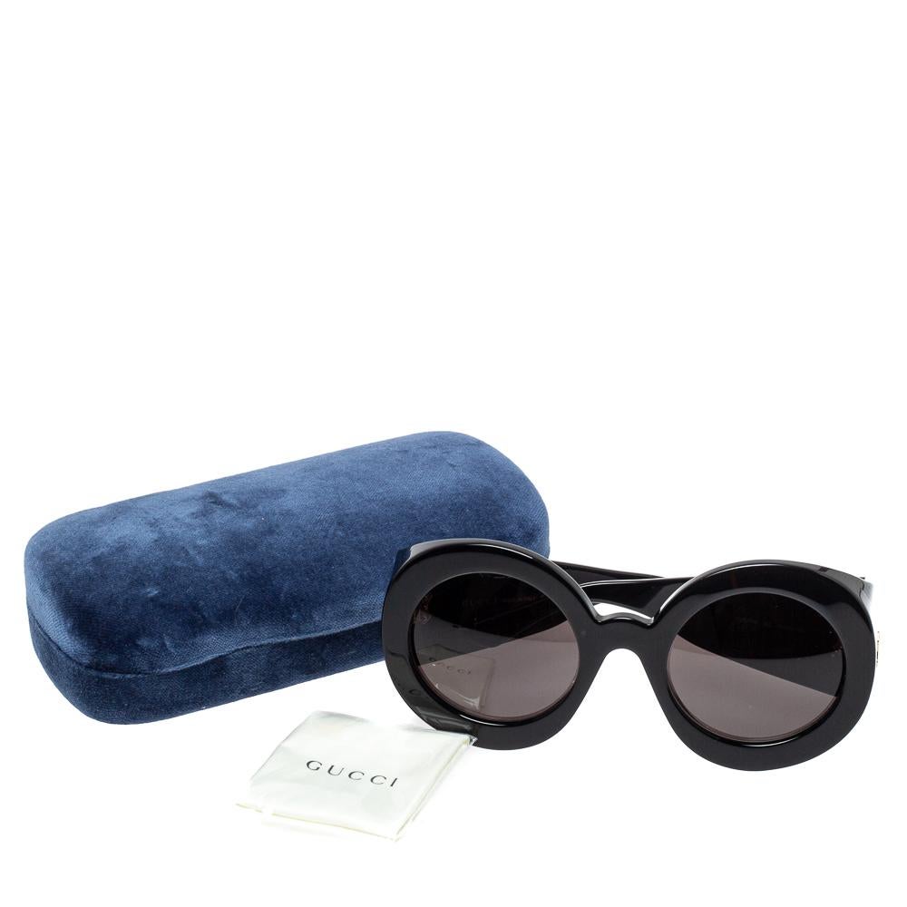Gucci Black/ Grey GG0779S Oversized Round Acetate Sunglasses 1